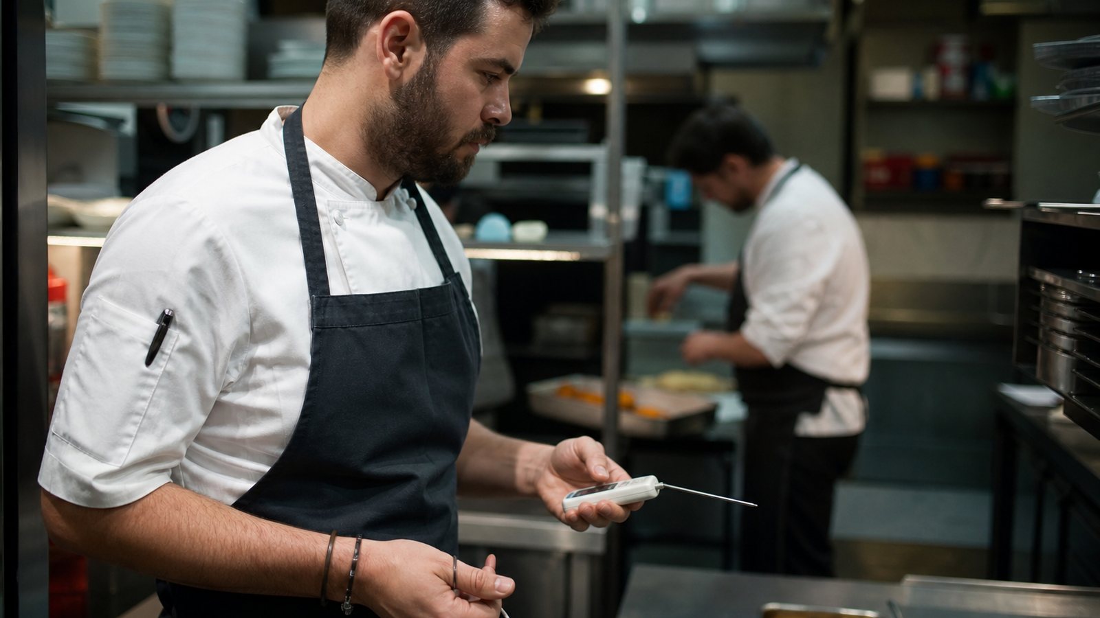 Chef sensibilisant son équipe aux gestes d'hygiène dans une cuisine de restaurant